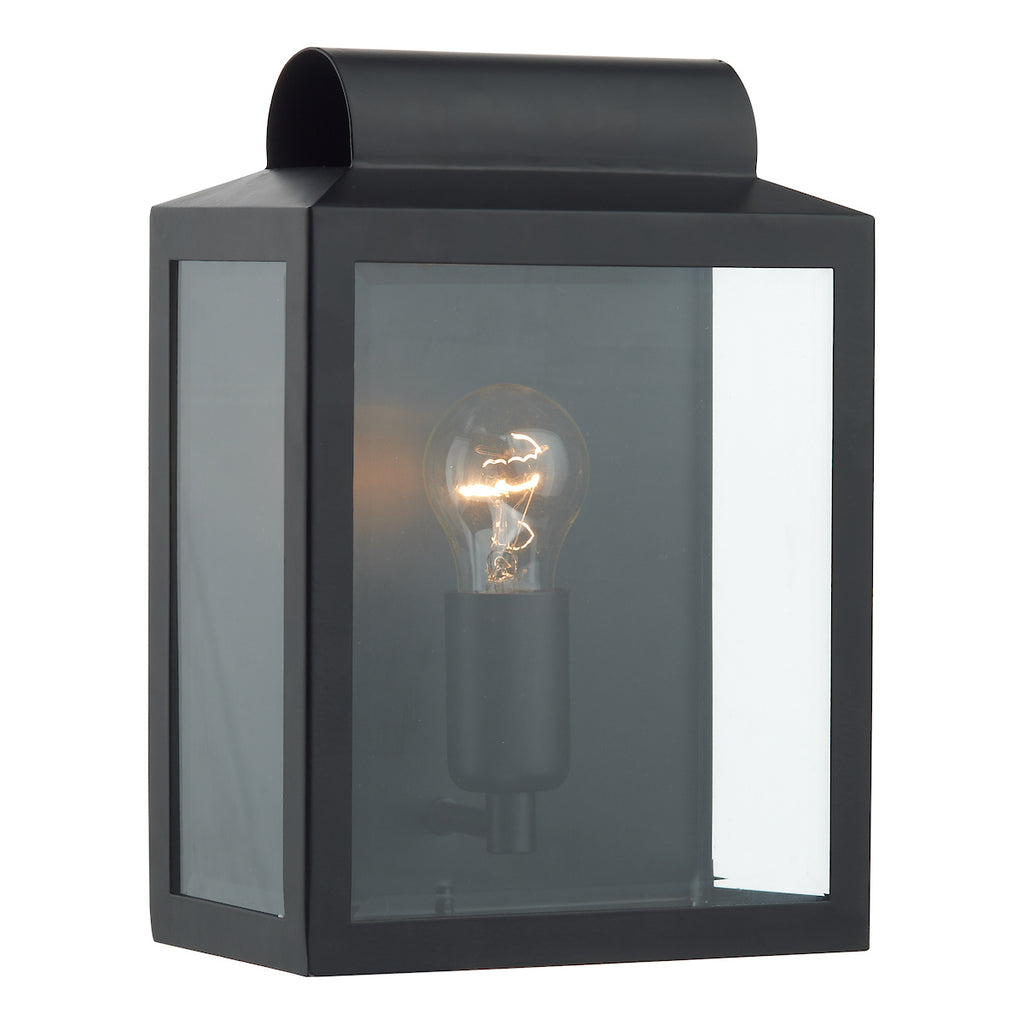Notary Outdoor Wall Light Black Glass IP44<br>Matt Black
