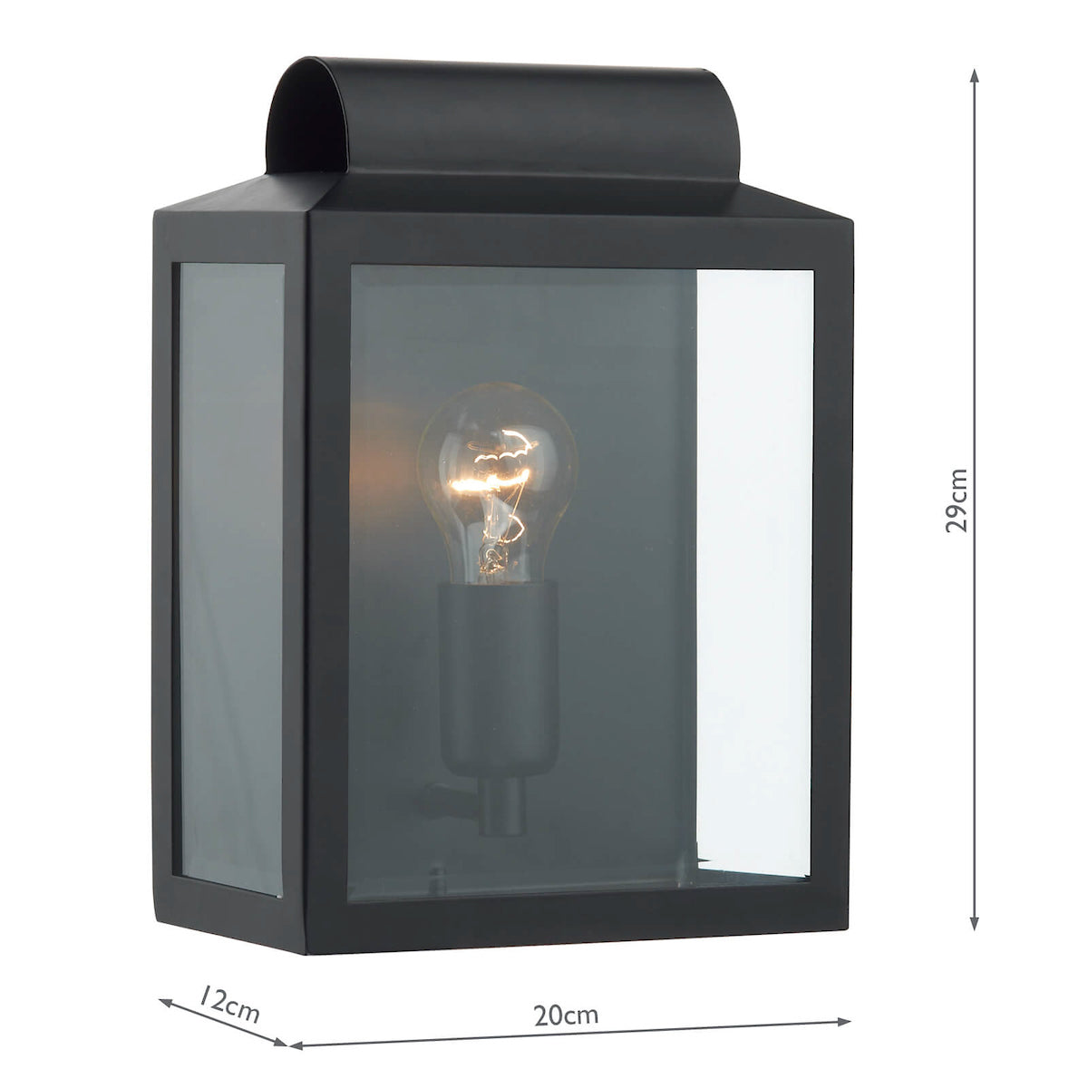 Notary Outdoor Wall Light Black Glass IP44<br>Matt Black