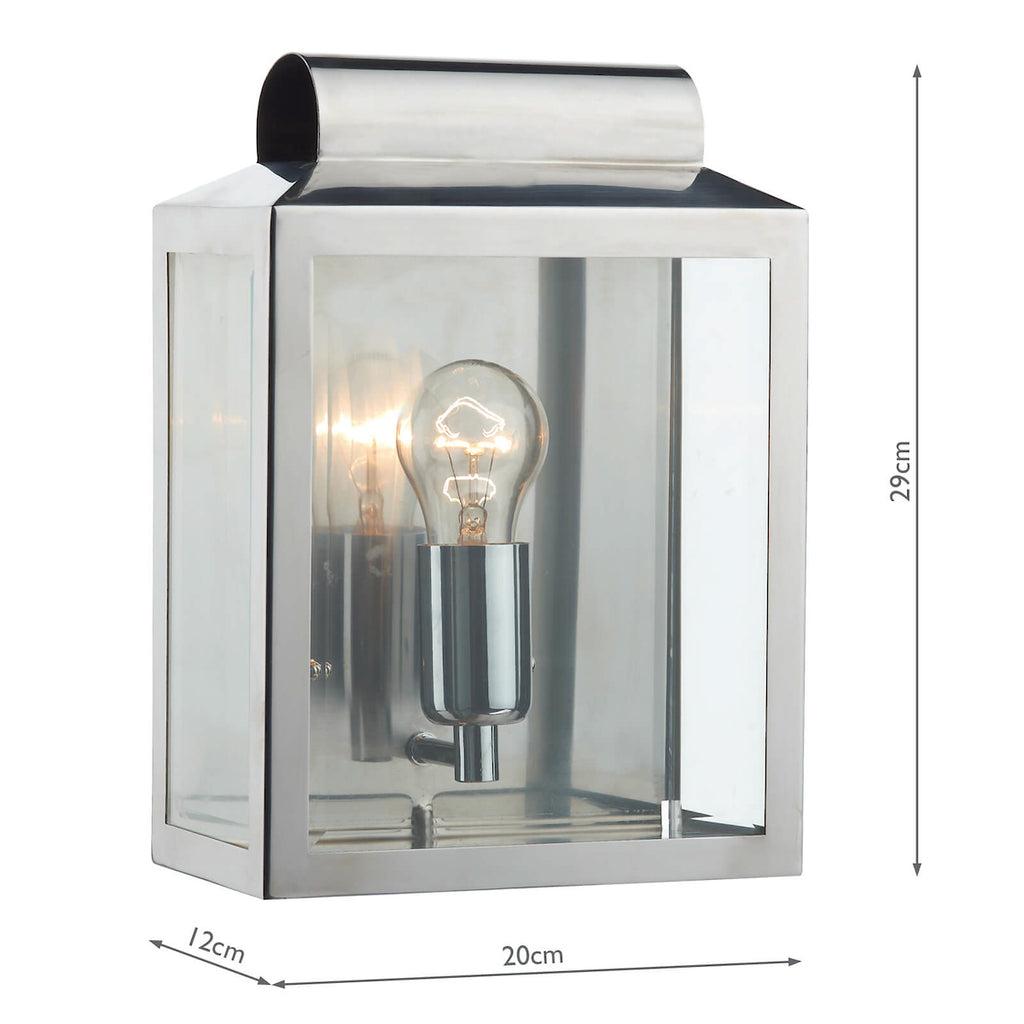Notary Outdoor Wall Light Stainless Steel IP44<br>Polished Stainless Steel