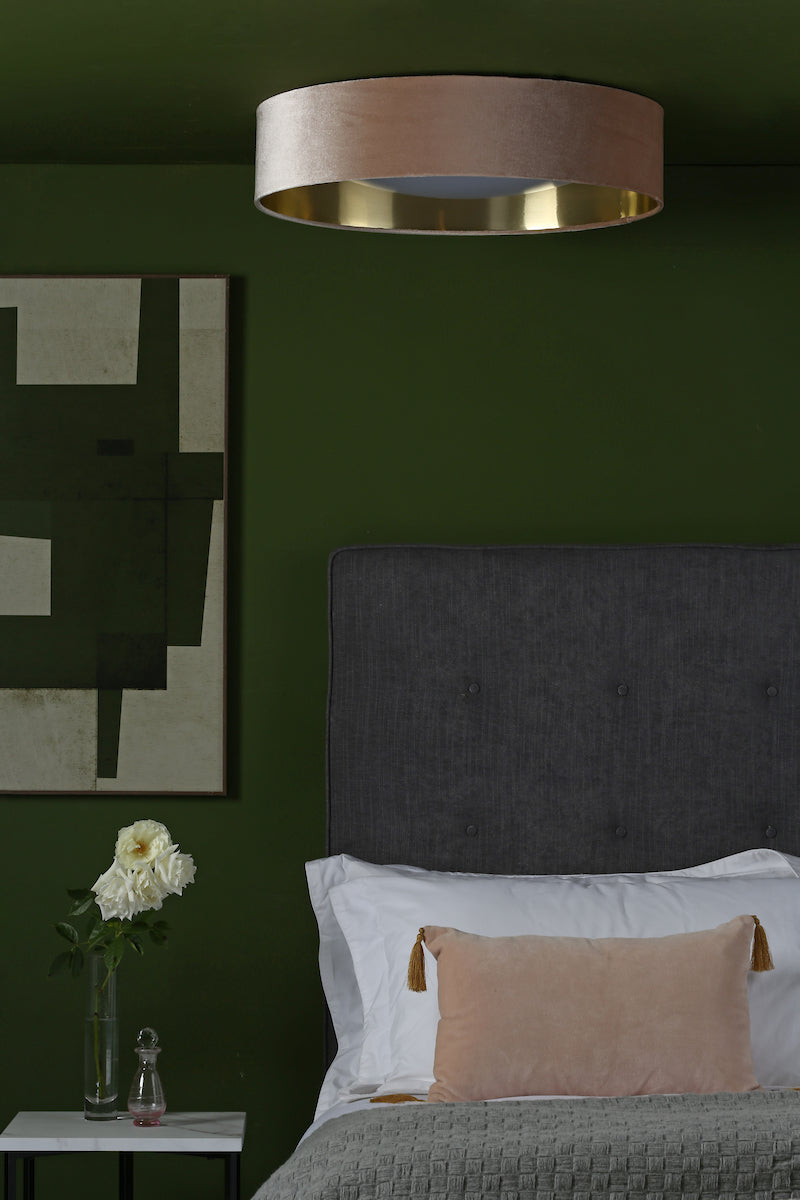 Nysa 3 Light Flush Velvet Taupe Shade 60cm<br>Taupe