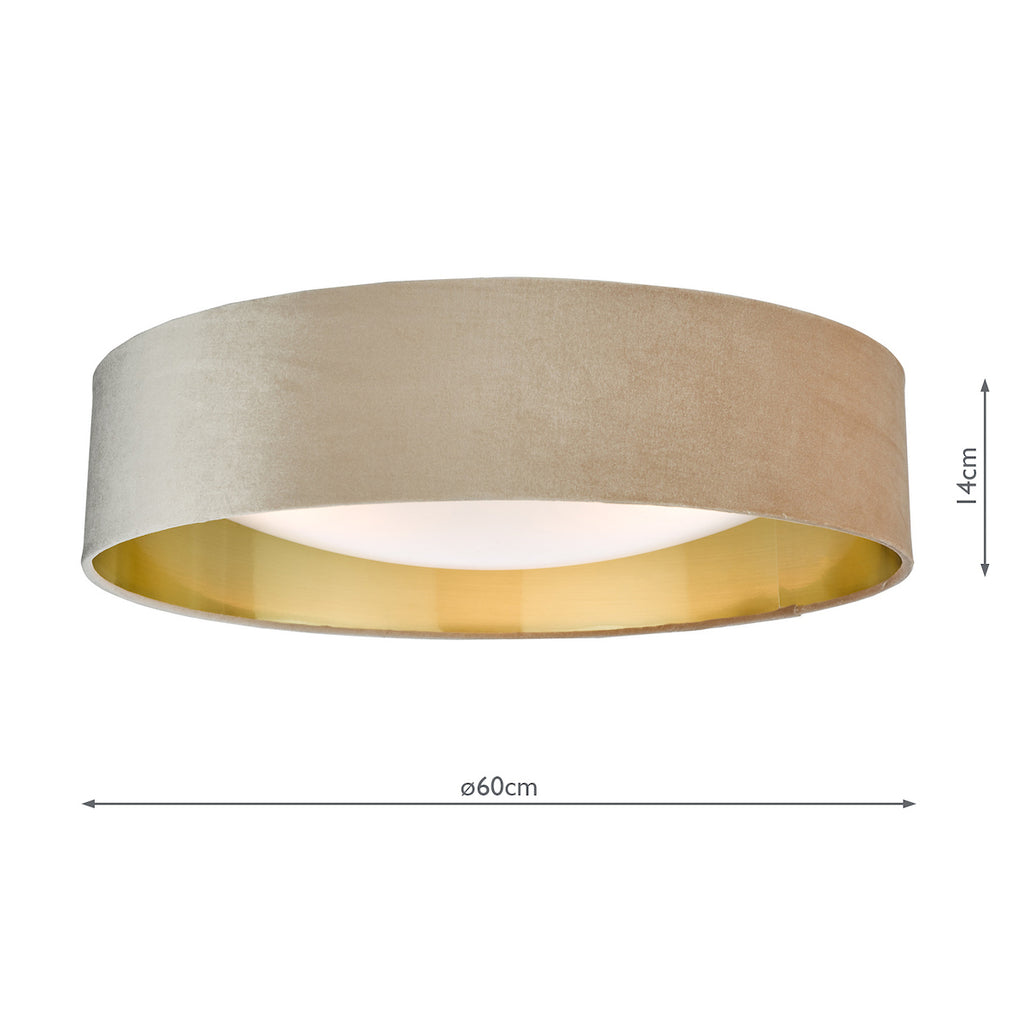 Nysa 3 Light Flush Velvet Taupe Shade 60cm<br>Taupe