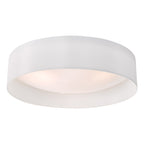 Nysa 3 Light Flush White Faux Silk 60cm<br>White
