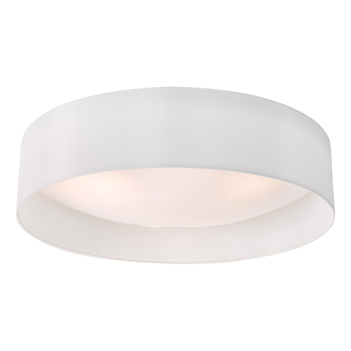 Nysa 3 Light Flush White Faux Silk 60cm<br>White