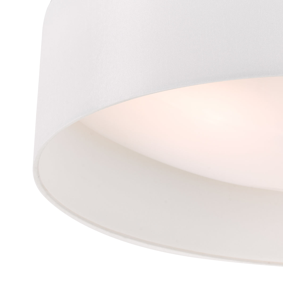 Nysa 3 Light Flush White Faux Silk 60cm<br>White