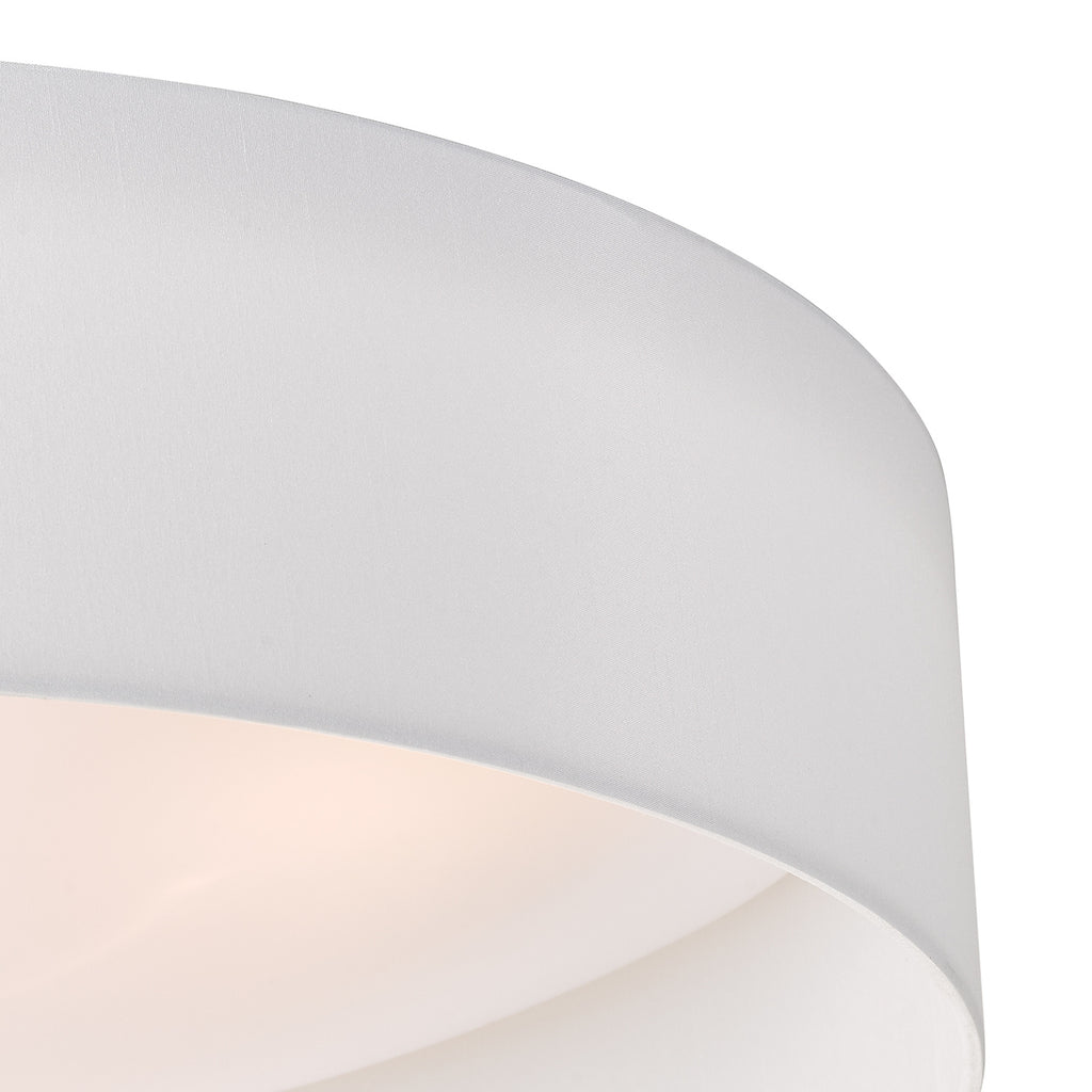 Nysa 3 Light Flush White Faux Silk 60cm<br>White