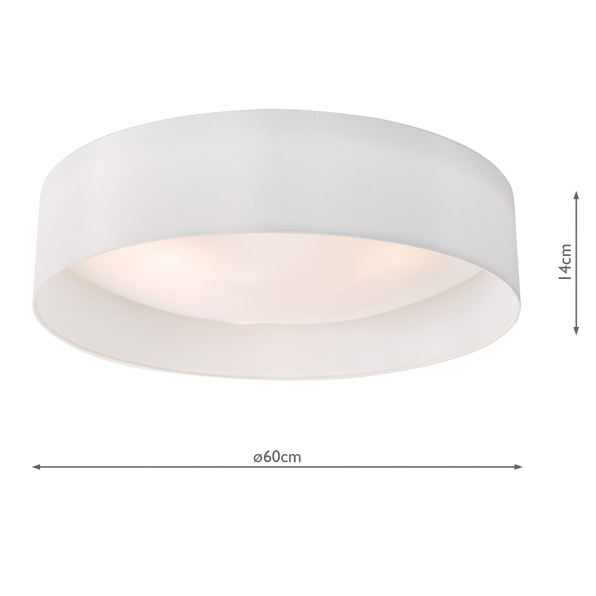 Nysa 3 Light Flush White Faux Silk 60cm<br>White