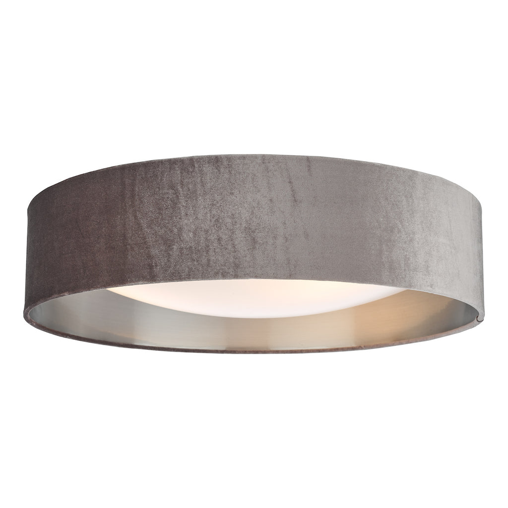 Nysa 3 Light Flush Velvet Mink Shade 60cm<br>Brown