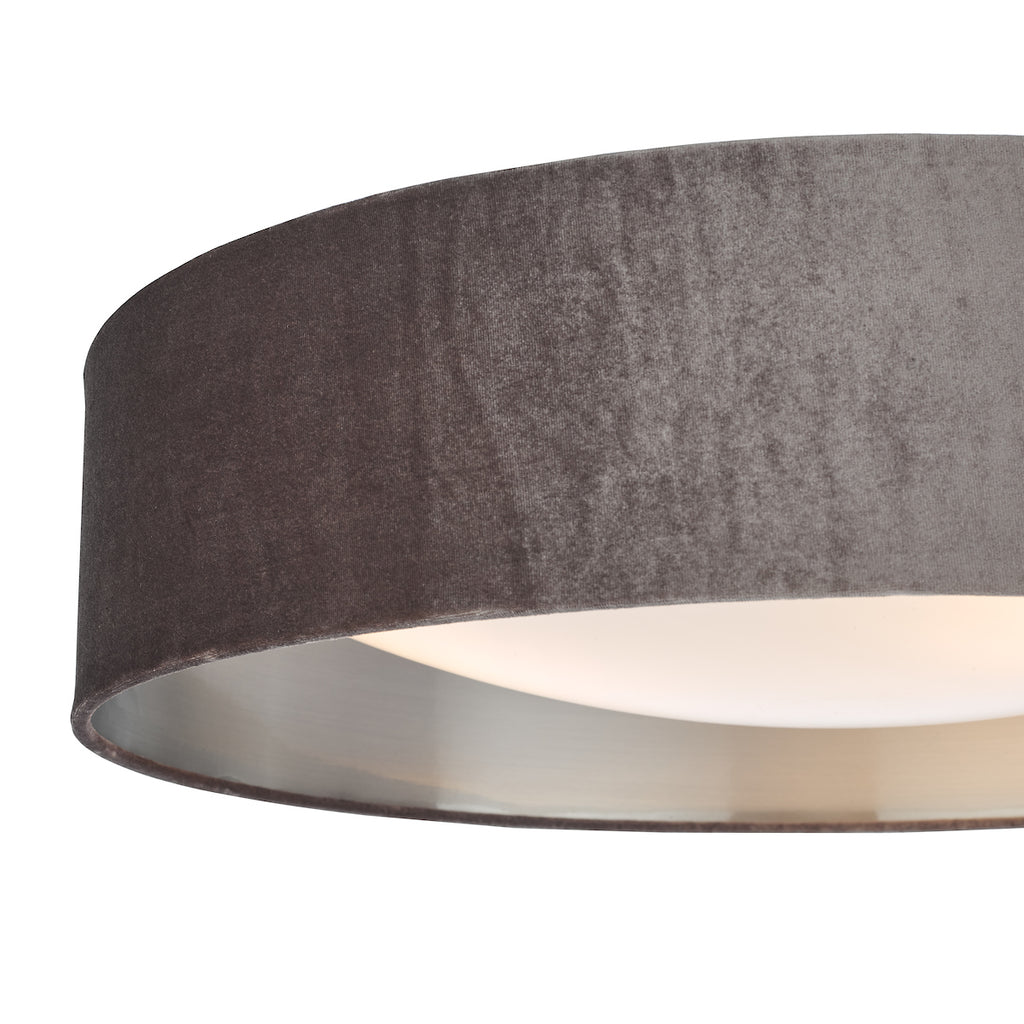 Nysa 3 Light Flush Velvet Mink Shade 60cm<br>Brown