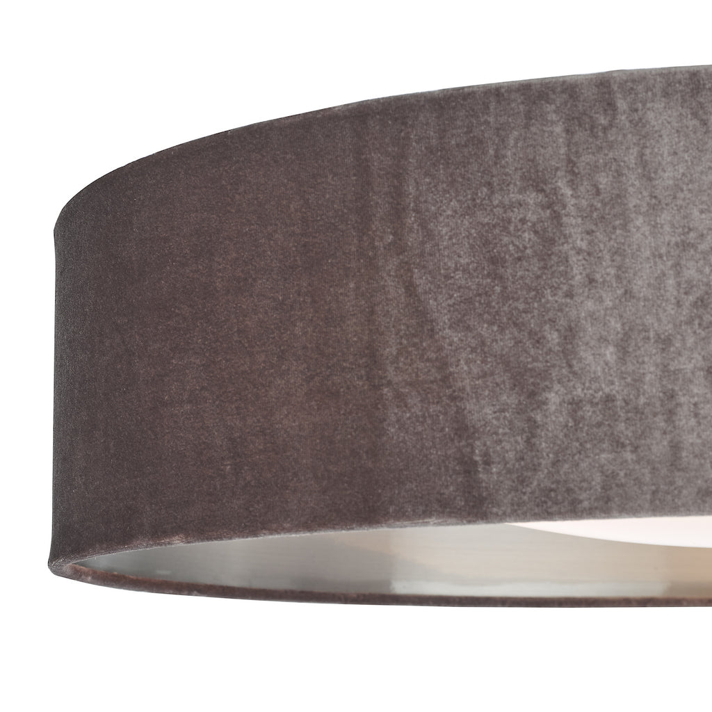 Nysa 3 Light Flush Velvet Mink Shade 60cm<br>Brown
