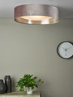 Nysa 3 Light Flush Velvet Mink Shade 60cm<br>Brown
