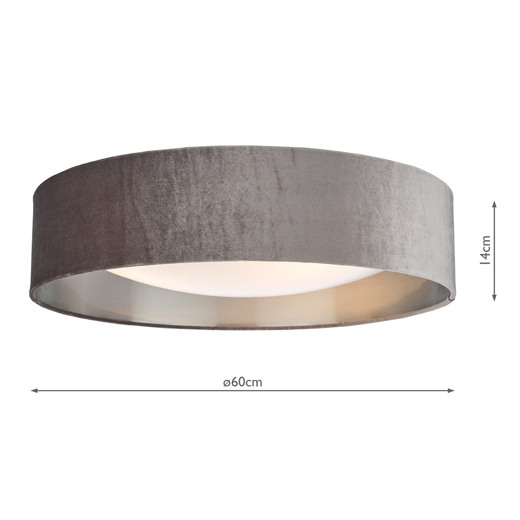 Nysa 3 Light Flush Velvet Mink Shade 60cm<br>Brown