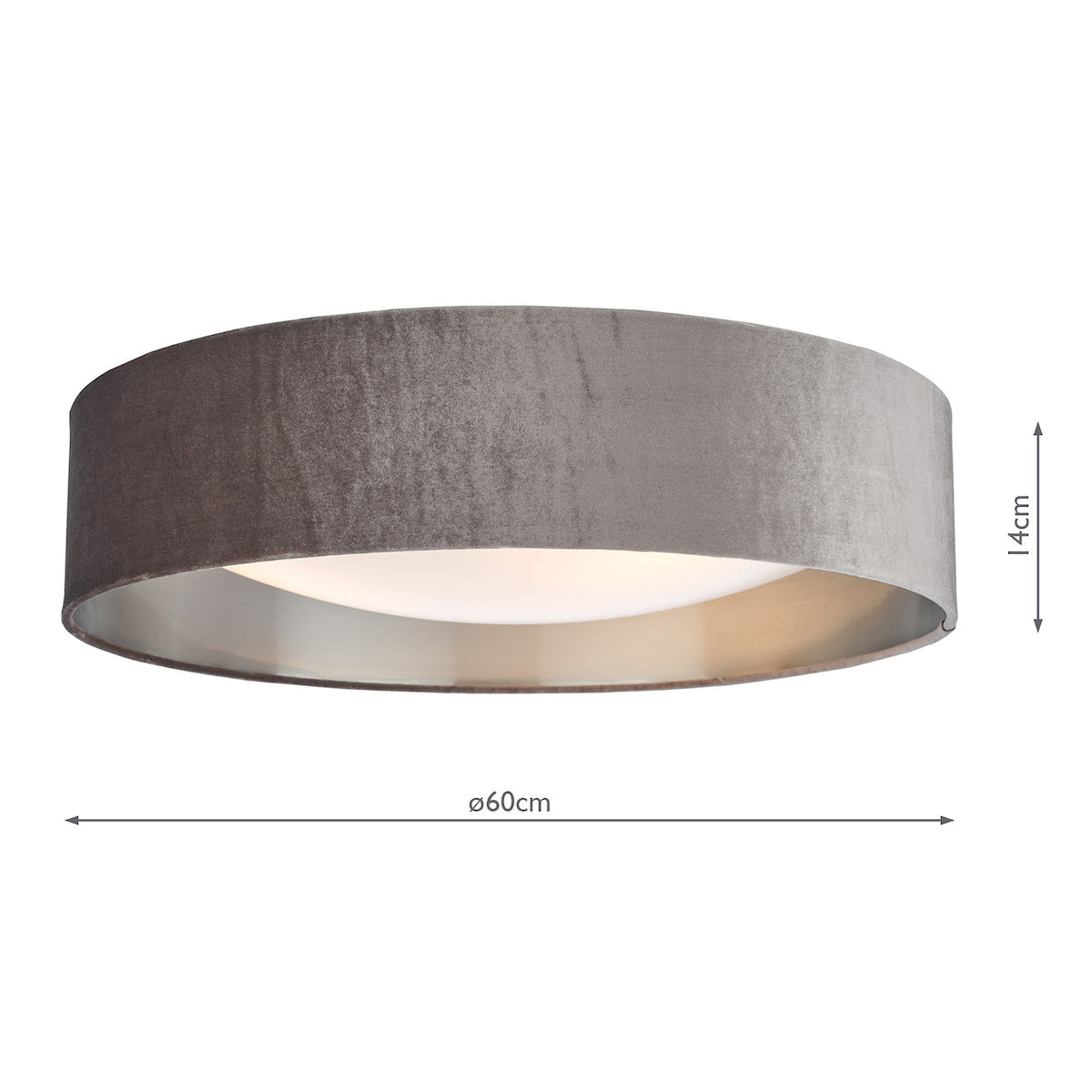 Nysa 3 Light Flush Velvet Mink Shade 60cm<br>Brown
