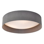 Nysa 3 Light Flush Grey Faux Silk 60cm<br>Grey