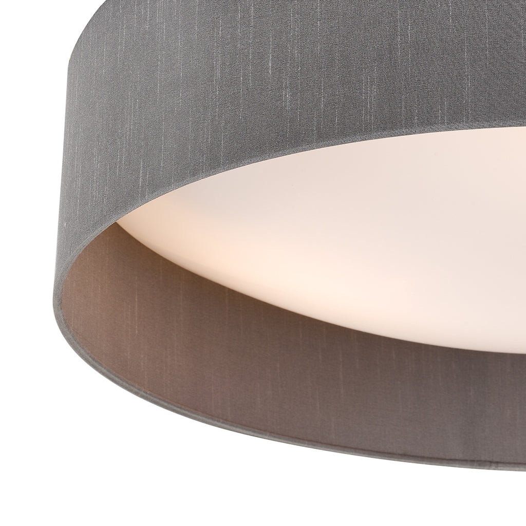 Nysa 3 Light Flush Grey Faux Silk 60cm<br>Grey