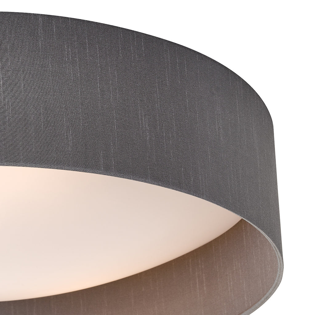 Nysa 3 Light Flush Grey Faux Silk 60cm<br>Grey