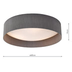 Nysa 3 Light Flush Grey Faux Silk 60cm<br>Grey