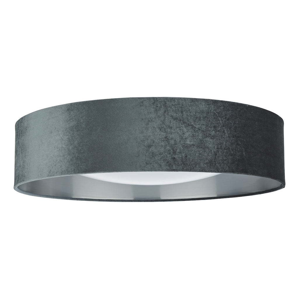 Nysa 3 Light Flush Velvet Dark Grey Shade 60cm<br>Grey