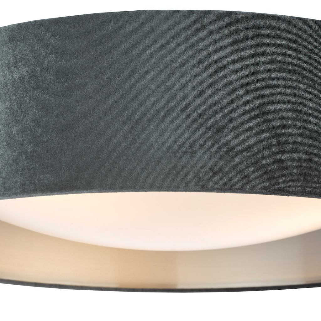 Nysa 3 Light Flush Velvet Dark Grey Shade 60cm<br>Grey