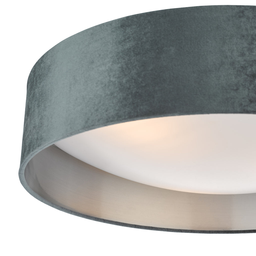 Nysa 3 Light Flush Velvet Dark Grey Shade 60cm<br>Grey