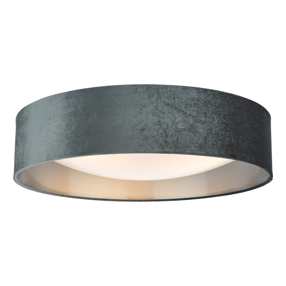Nysa 3 Light Flush Velvet Dark Grey Shade 60cm<br>Grey