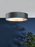 Nysa 3 Light Flush Velvet Dark Grey Shade 60cm<br>Grey