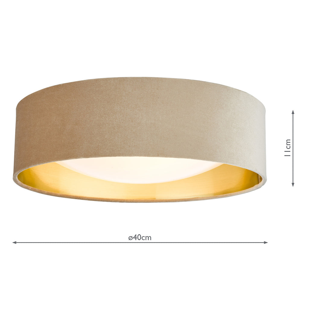 Nysa 2 Light Flush Velvet Taupe Shade 40cm<br>Taupe
