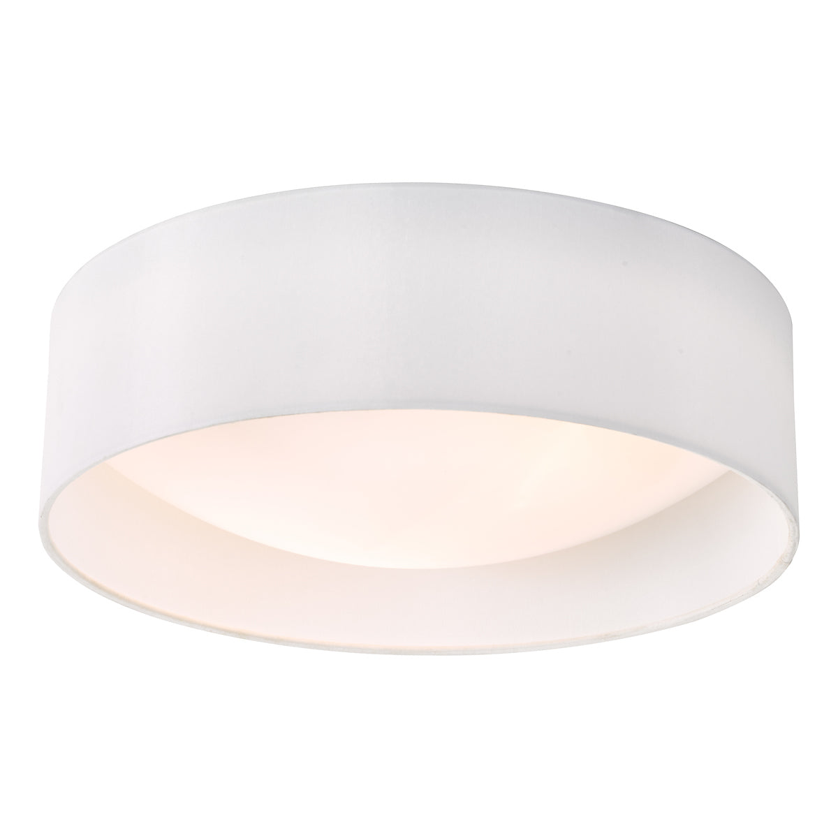 Nysa 2 Light Flush White Faux Silk 40cm<br>White