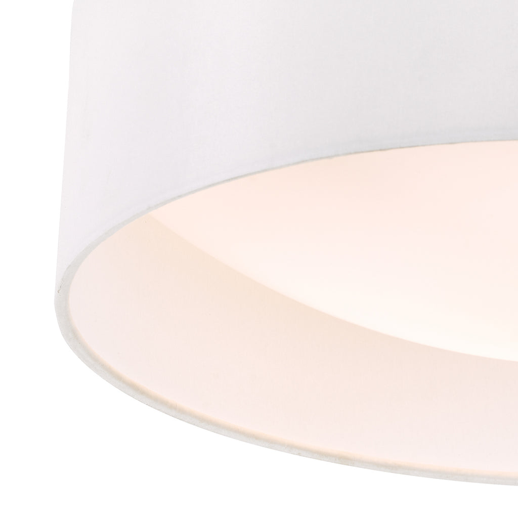 Nysa 2 Light Flush White Faux Silk 40cm<br>White