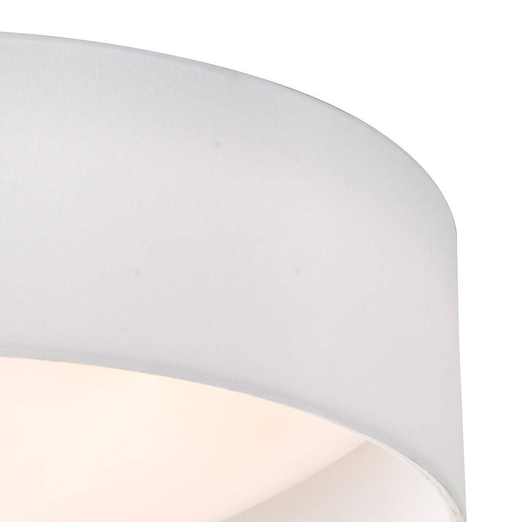 Nysa 2 Light Flush White Faux Silk 40cm<br>White