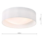Nysa 2 Light Flush White Faux Silk 40cm<br>White