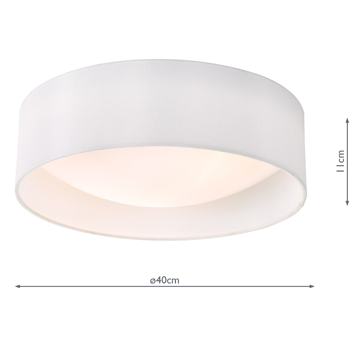 Nysa 2 Light Flush White Faux Silk 40cm<br>White
