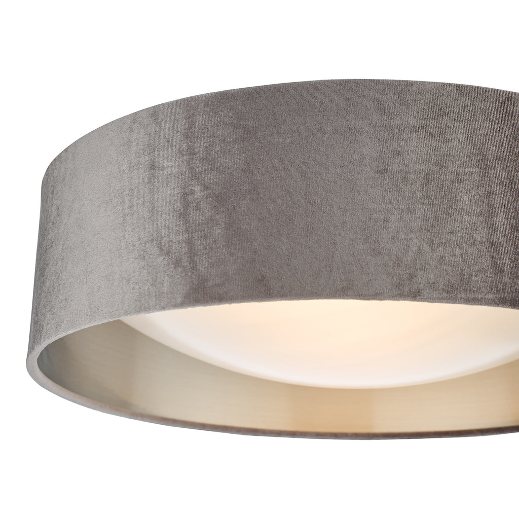 Nysa 2 Light Flush Velvet Mink Shade 40cm<br>Brown
