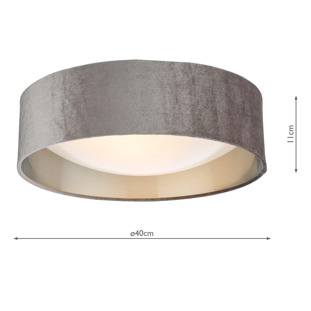 Nysa 2 Light Flush Velvet Mink Shade 40cm<br>Brown