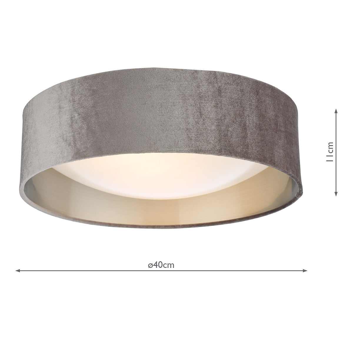 Nysa 2 Light Flush Velvet Mink Shade 40cm<br>Brown