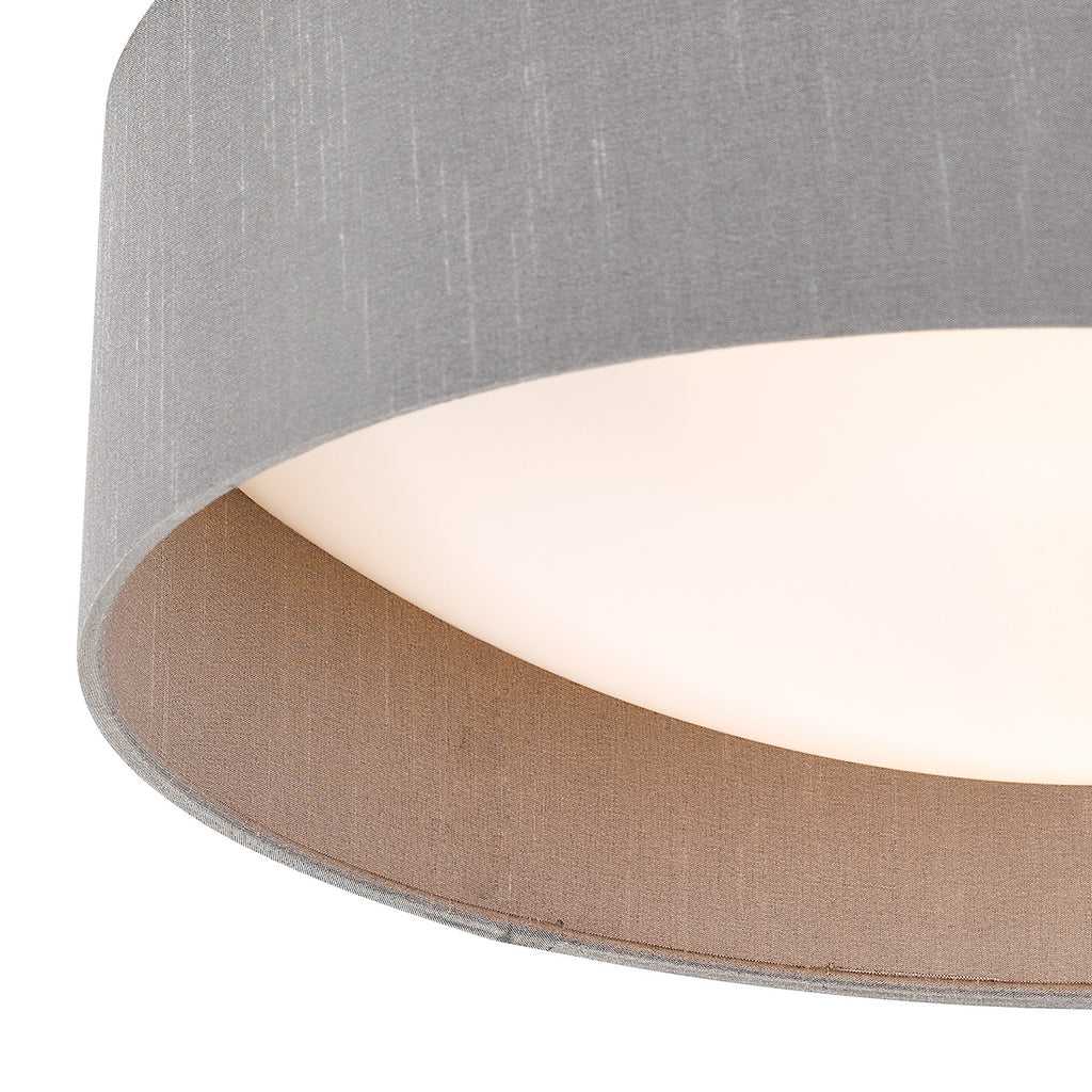Nysa 2 Light Flush Grey Faux Silk 40cm<br>Grey