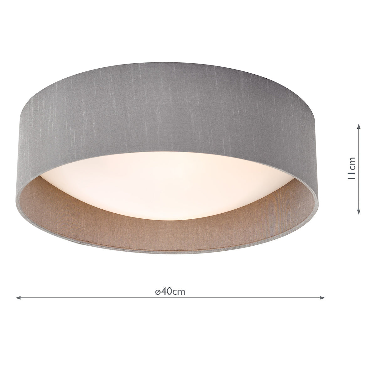 Nysa 2 Light Flush Grey Faux Silk 40cm<br>Grey