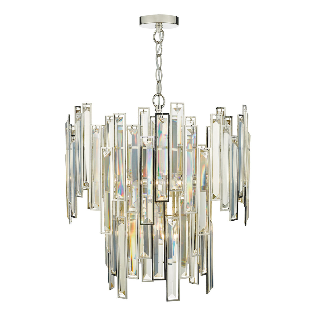 Odile 6 Light Pendant Champagne Crystal Polished Nickel Frame<br>Champagne Crystal