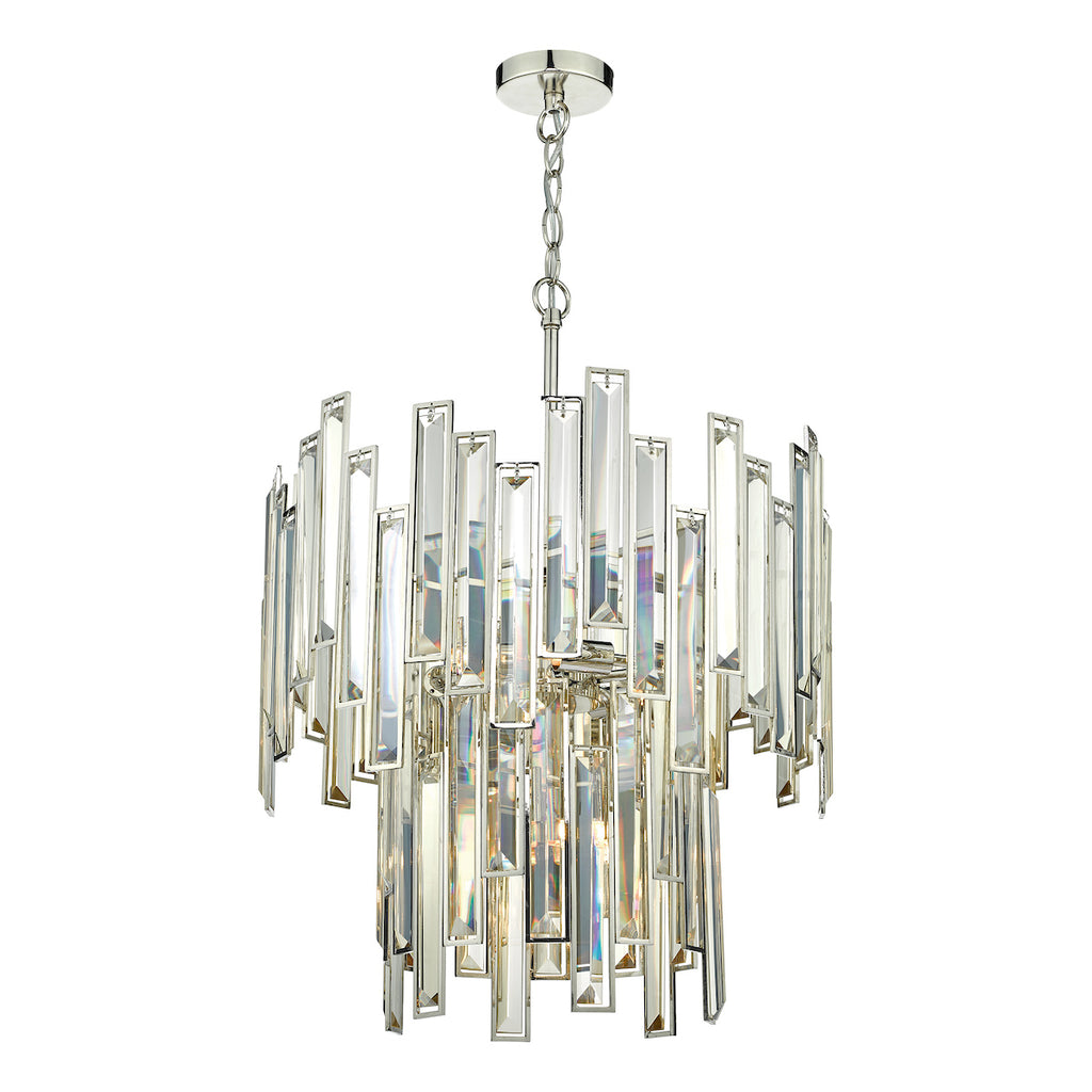 Odile 6 Light Pendant Champagne Crystal Polished Nickel Frame<br>Champagne Crystal