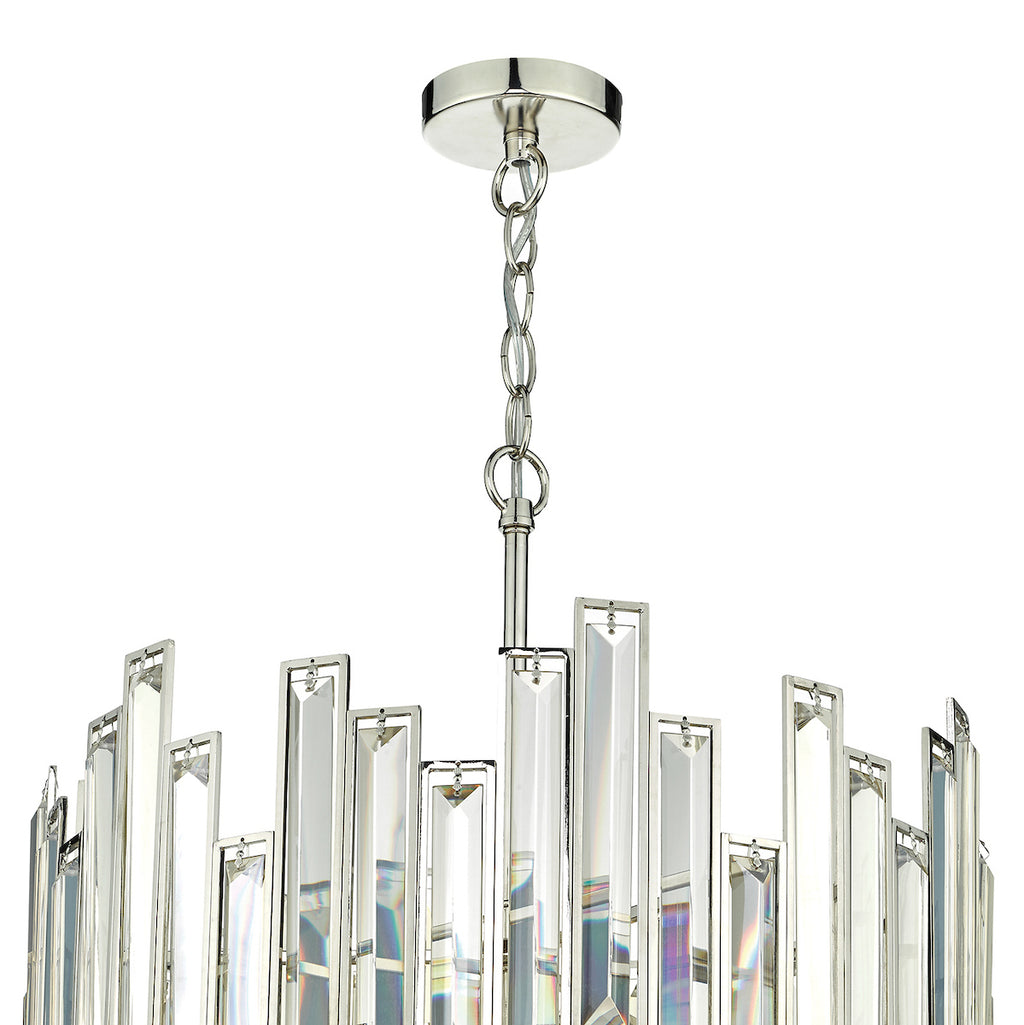 Odile 6 Light Pendant Champagne Crystal Polished Nickel Frame<br>Champagne Crystal