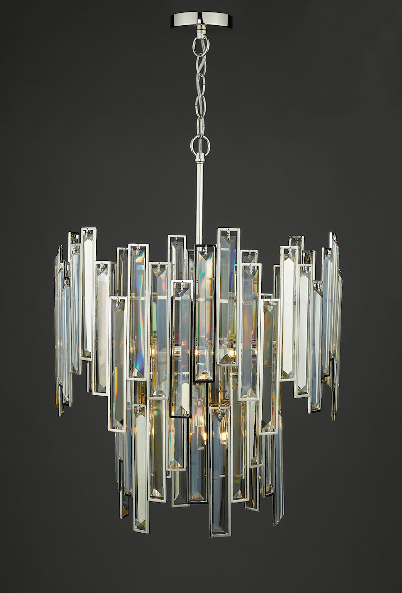 Odile 6 Light Pendant Champagne Crystal Polished Nickel Frame<br>Champagne Crystal