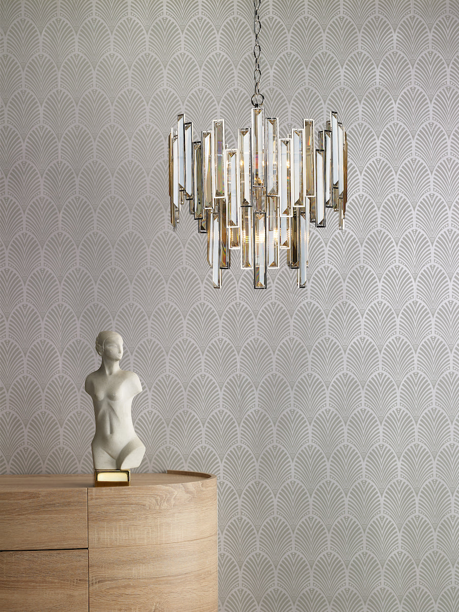 Odile 6 Light Pendant Champagne Crystal Polished Nickel Frame<br>Champagne Crystal