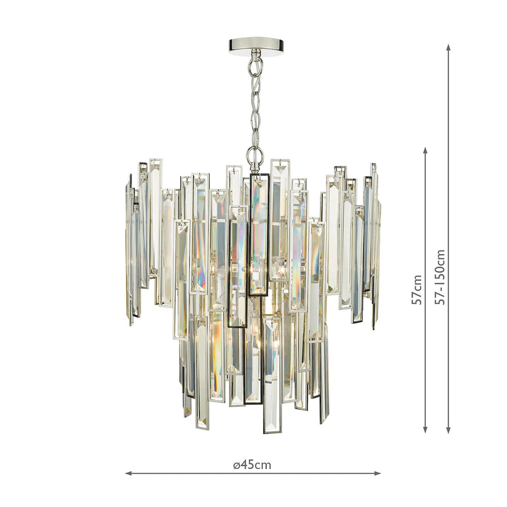 Odile 6 Light Pendant Champagne Crystal Polished Nickel Frame<br>Champagne Crystal