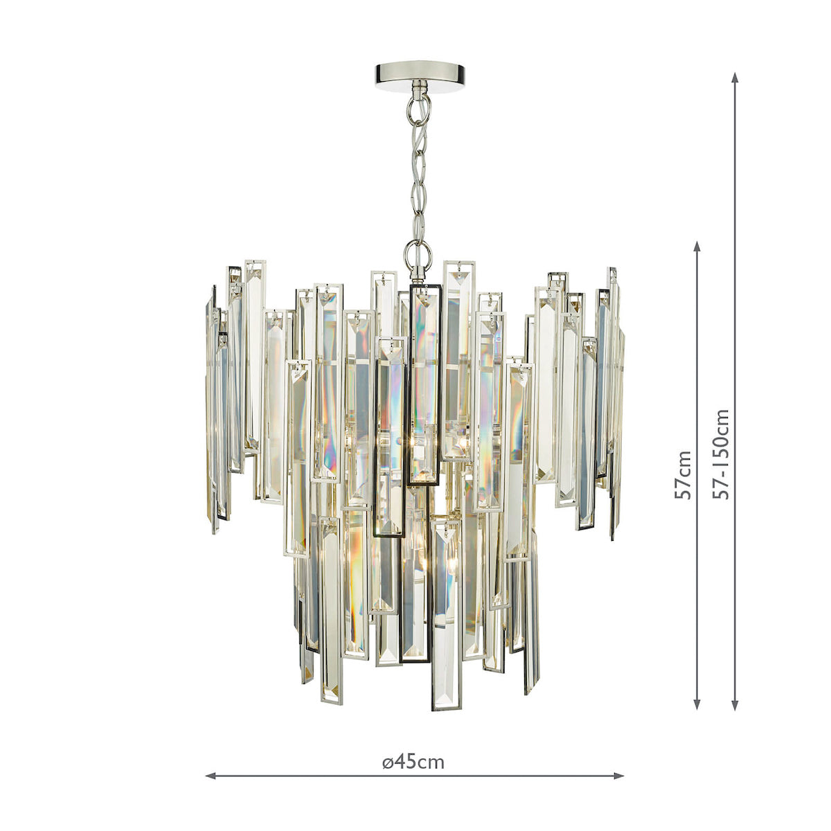 Odile 6 Light Pendant Champagne Crystal Polished Nickel Frame<br>Champagne Crystal