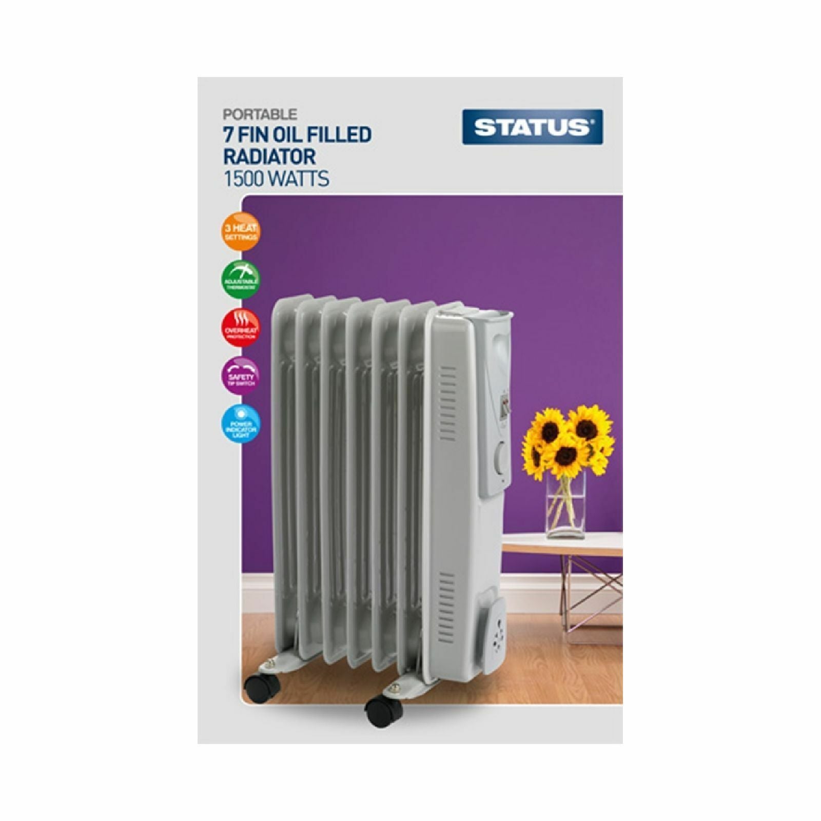 Status OFH7-1500W1PKB 7 Fin 1500W Oil Filled Radiator