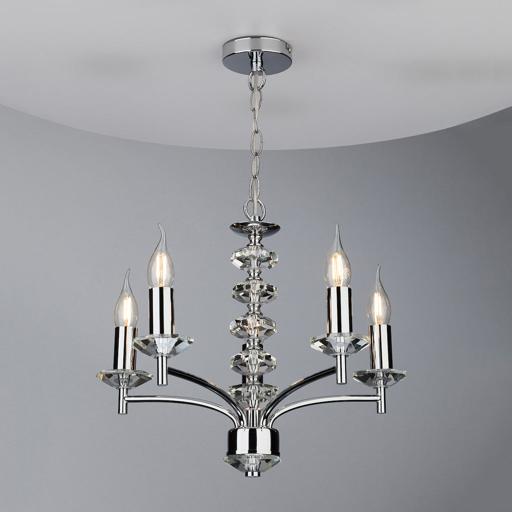 Oleana 5 Light Pendant Polished Chrome Crystal<br>Polished Chrome