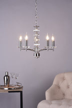 Oleana 5 Light Pendant Polished Chrome Crystal<br>Polished Chrome
