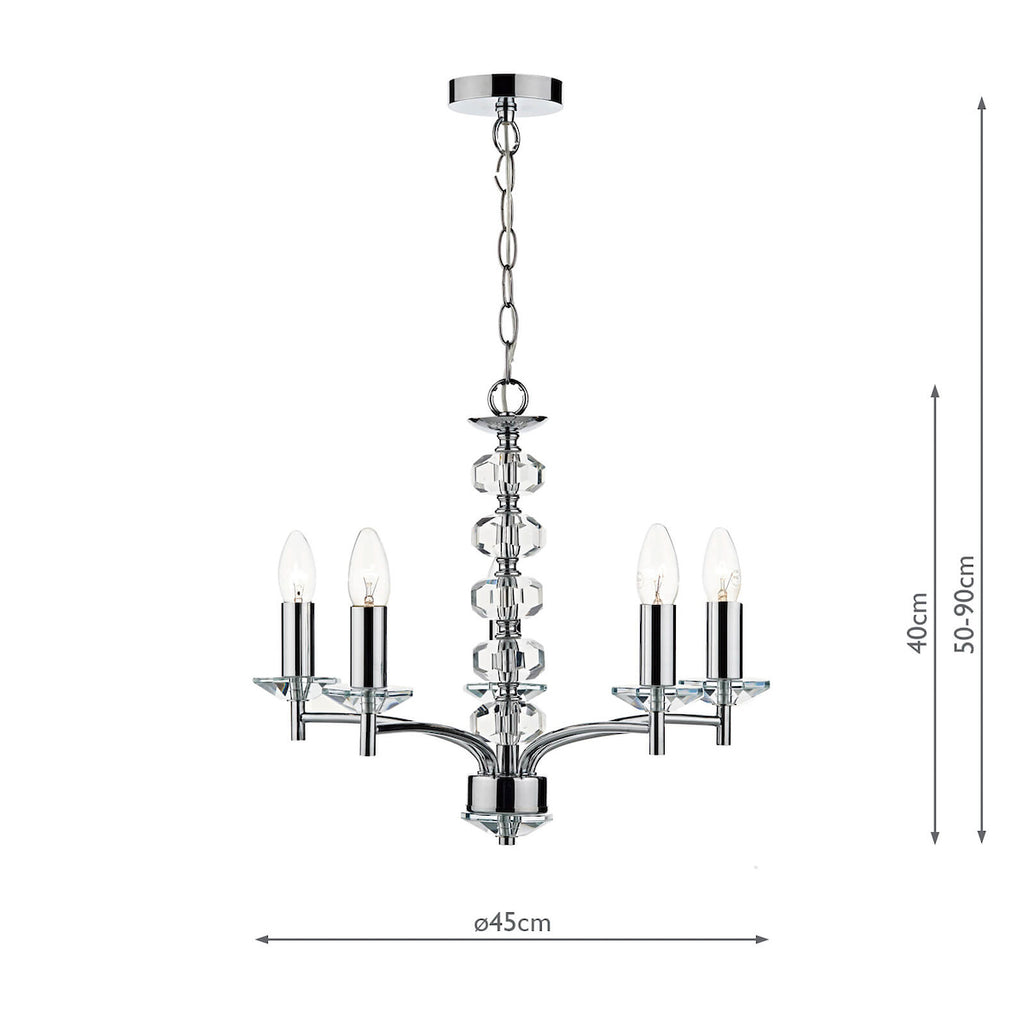 Oleana 5 Light Pendant Polished Chrome Crystal<br>Polished Chrome