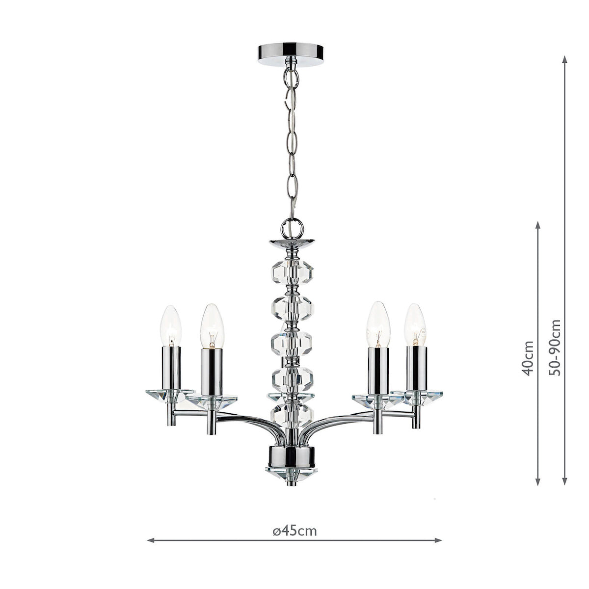 Oleana 5 Light Pendant Polished Chrome Crystal<br>Polished Chrome