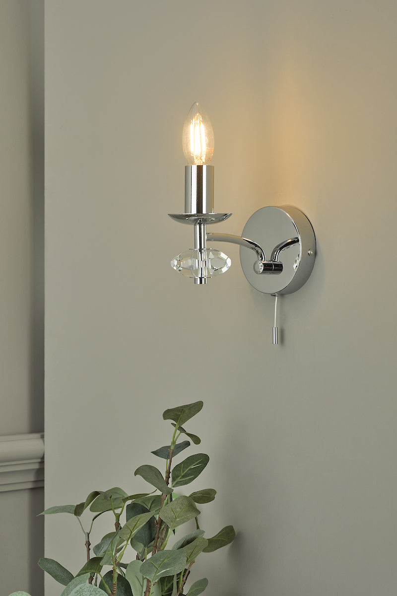 Oleana Wall Light Polished Chrome Crystal<br>Polished Chrome