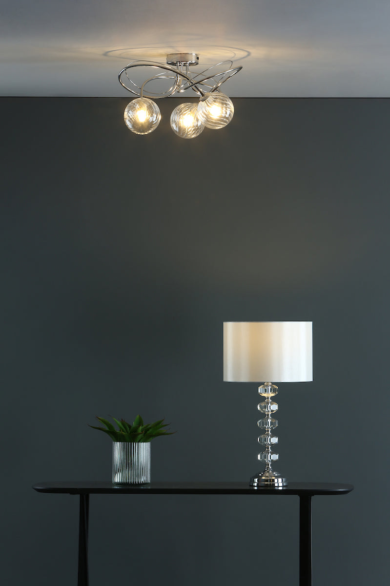 Oleana Table Lamp Polished Chrome Crystal With Shade <br>Polished Chrome